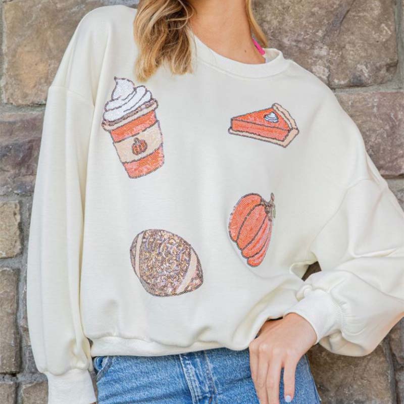 Fall Sequin Crewneck Sweatshirt