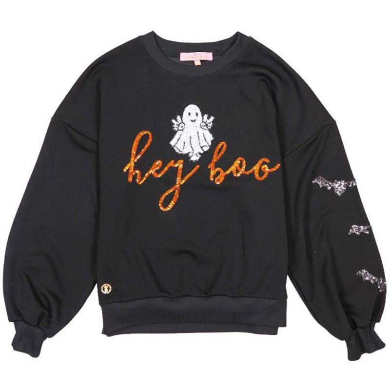 Hey Boo Sequin Crewneck Sweatshirt