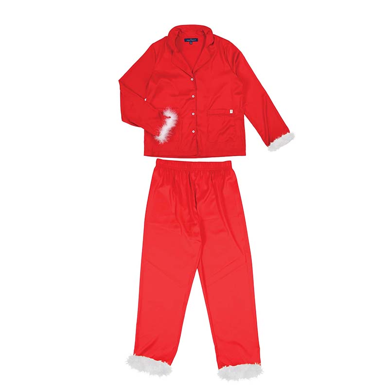 Classic Red Feather Button Up Pajama Set