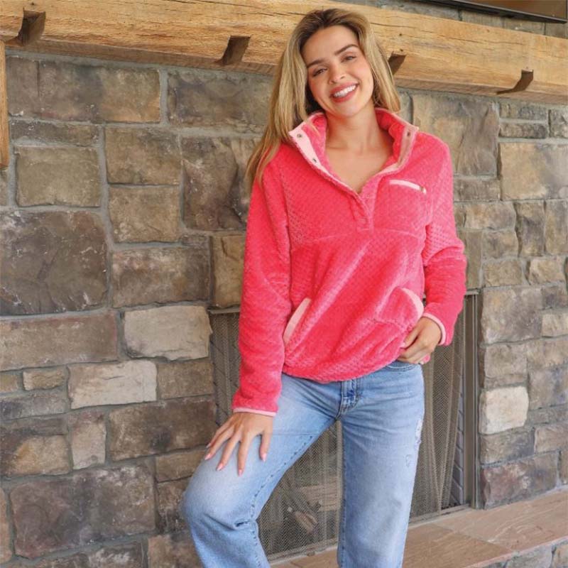 Soft Quarter Snap Pullover in Pink