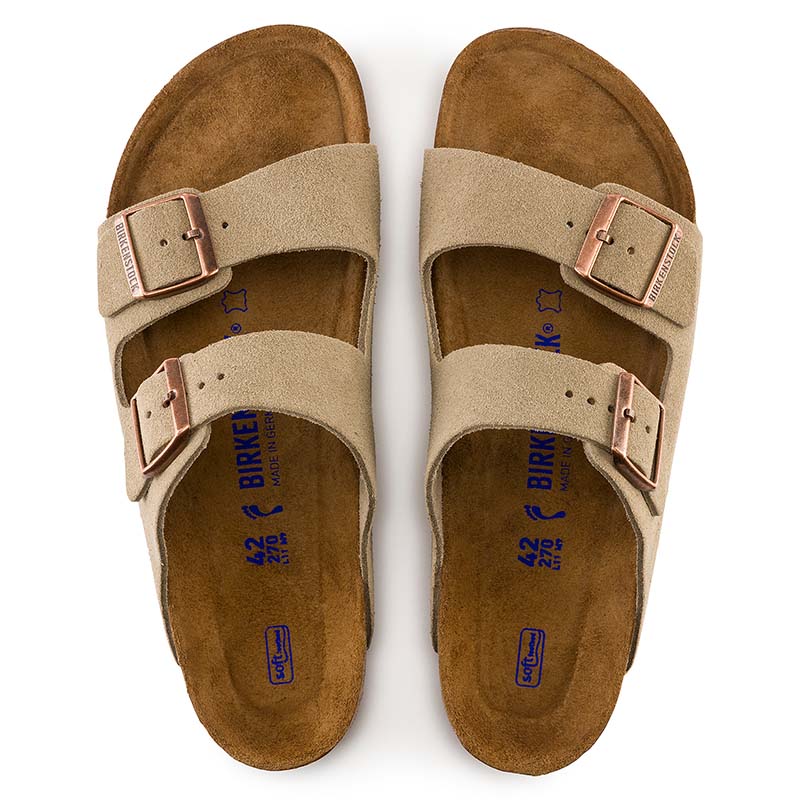 Women&#39;s Arizona Soft Footbed Sandals in Suede Taupe