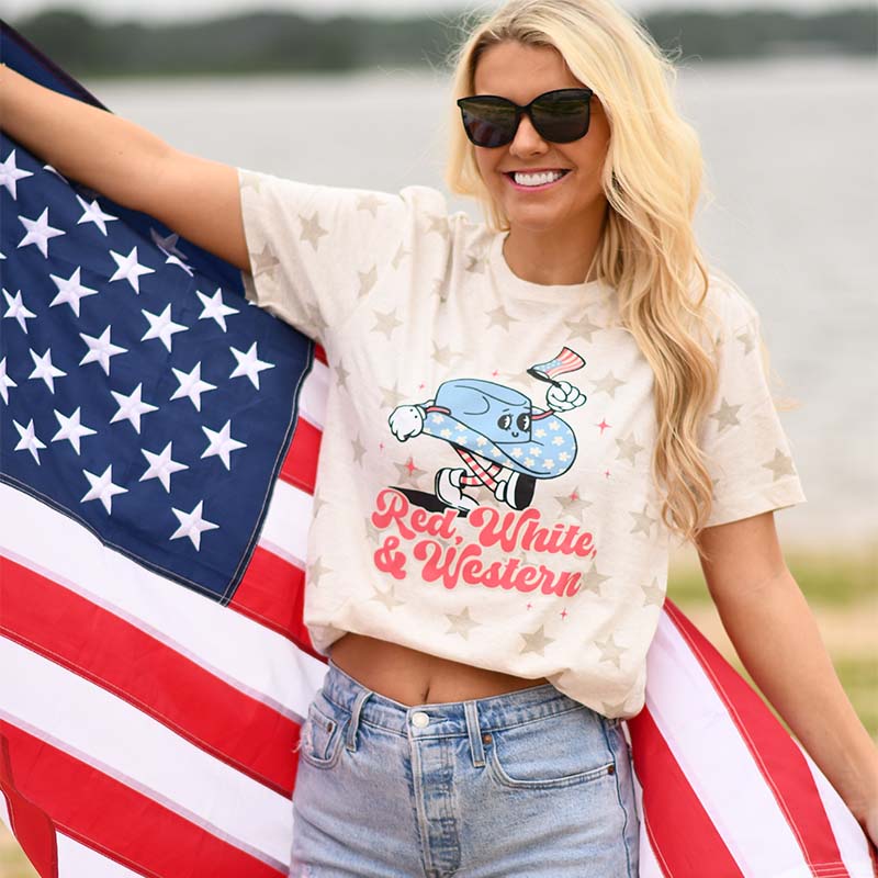 Red, White &amp; Western Short Sleeve T-Shirt