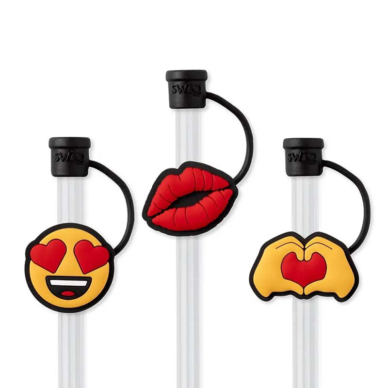 Valentine&#39;s Day Emoji Straw Topper Set