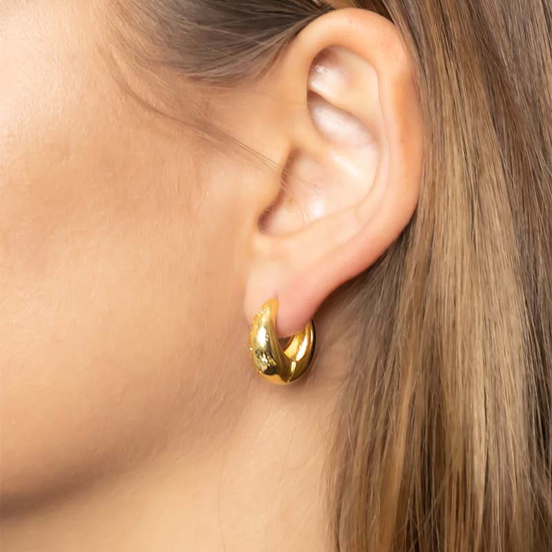 14K Gold Dipped Chunky Bottom Huggie Earrings