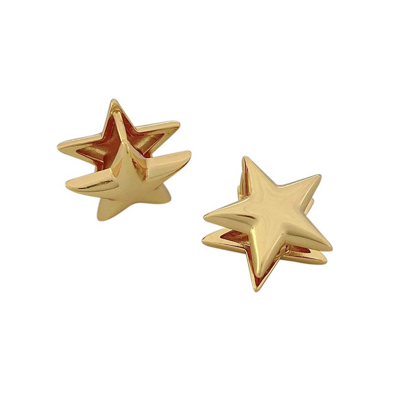 14K Gold Dipped Star Shape Huggie Earrings