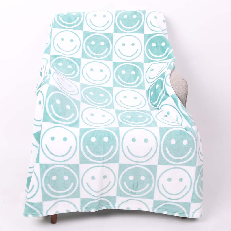 Smiley Blanket in Seafoam/White