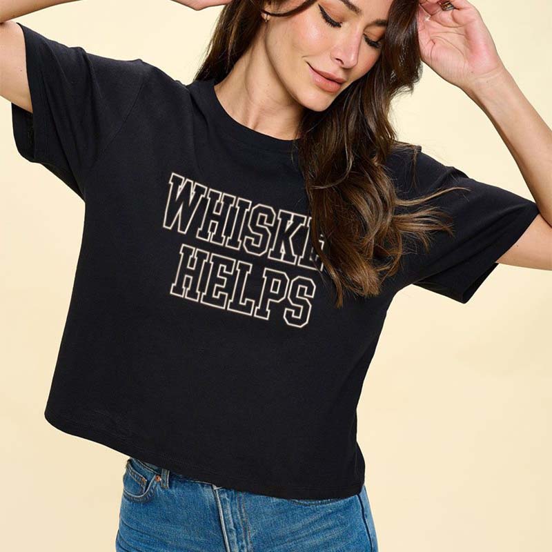 Whiskey Helps Puff Cropped Short Sleeve T-Shirt