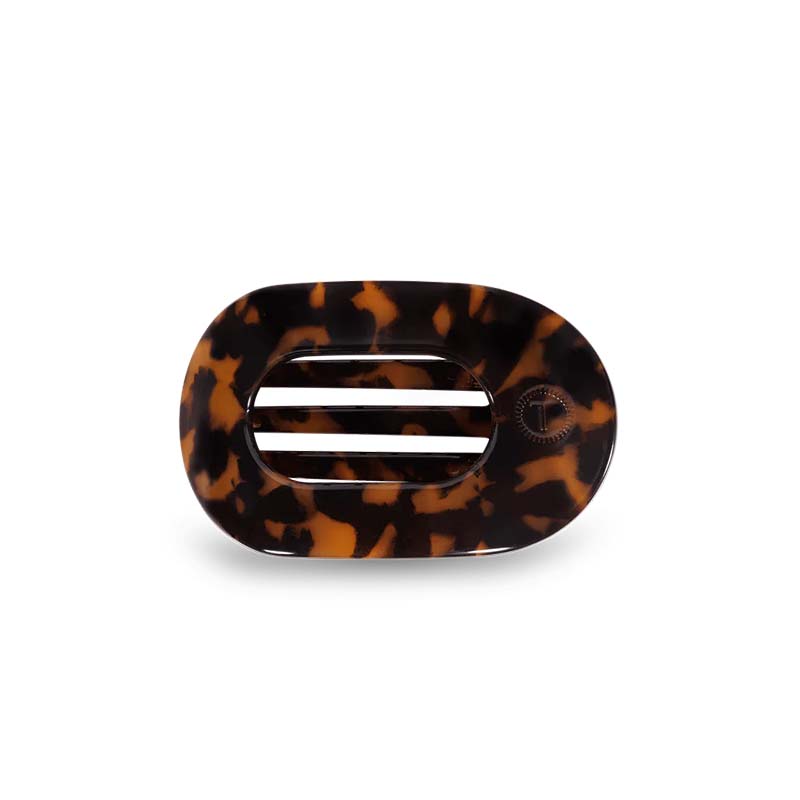 Medium Brown Tortoise Flat Oval Hair Clip