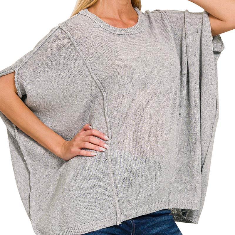 Oversized Cut Sew Sweater in Light Grey