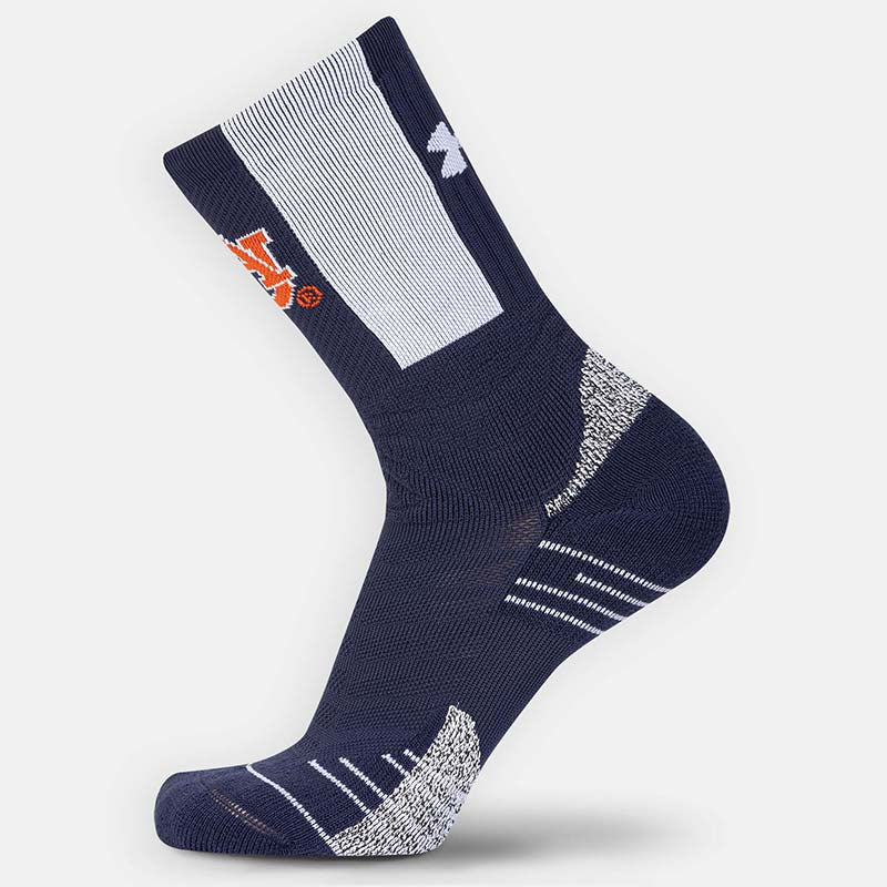 Side shot of Under Armour Auburn Play Socks in Navy