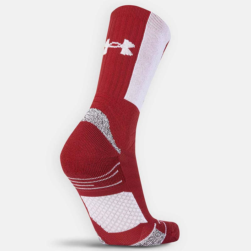 Back shot of Under Armour USC Play Socks in Red