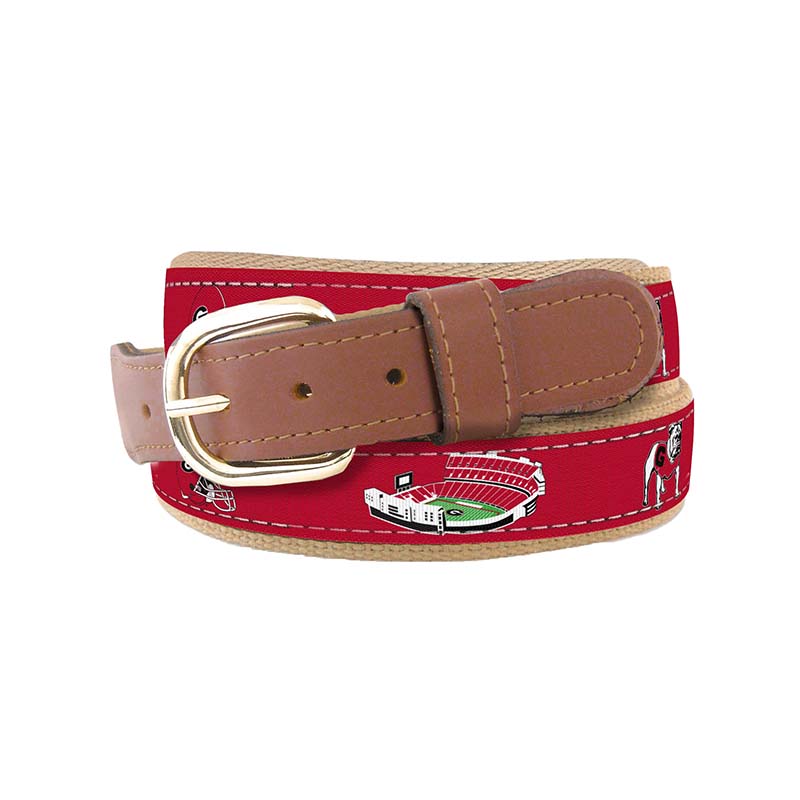 Red UGA Stadium Ribbon Belt