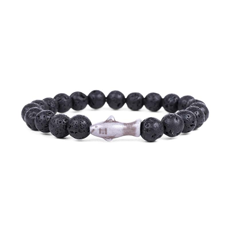 The Voyage Shark Bracelet in Lava Stone