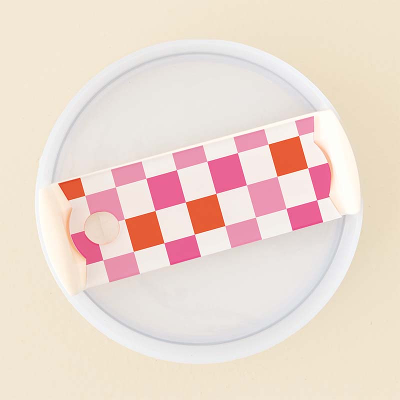 Hot Pink Checkered Tumbler Tag