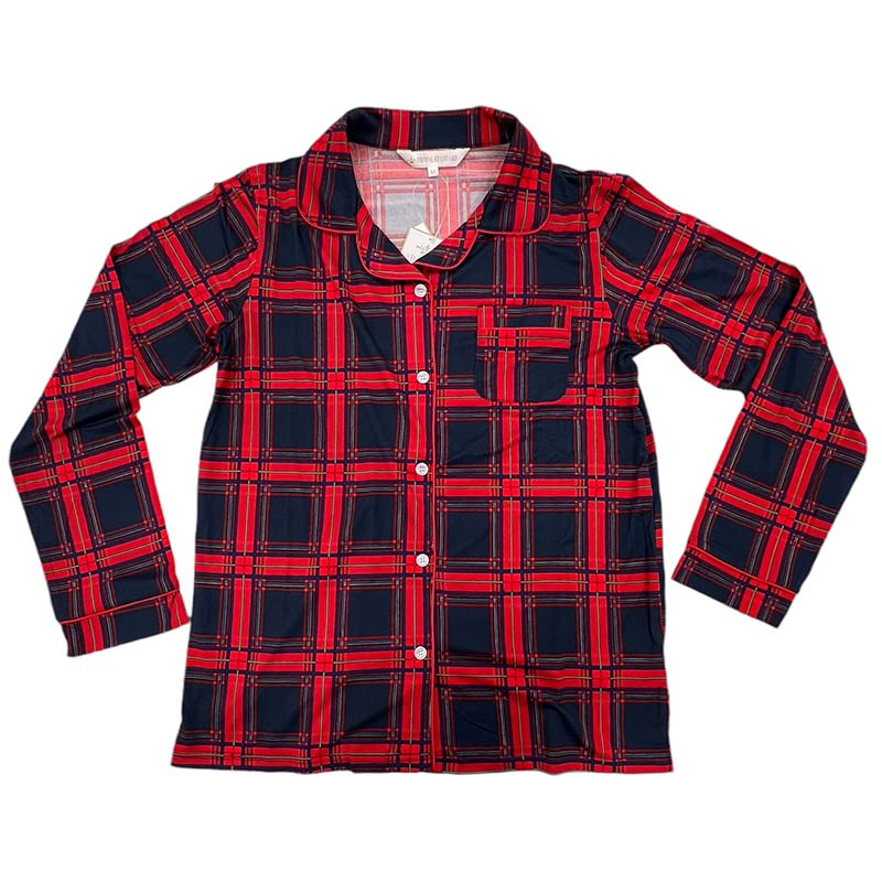 Women&#39;s Plaid Pajama Long Sleeve Pajama Top