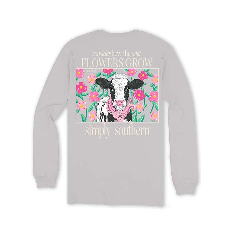 Simply Southern Youth Cow Flower Long Sleeve T-Shirt