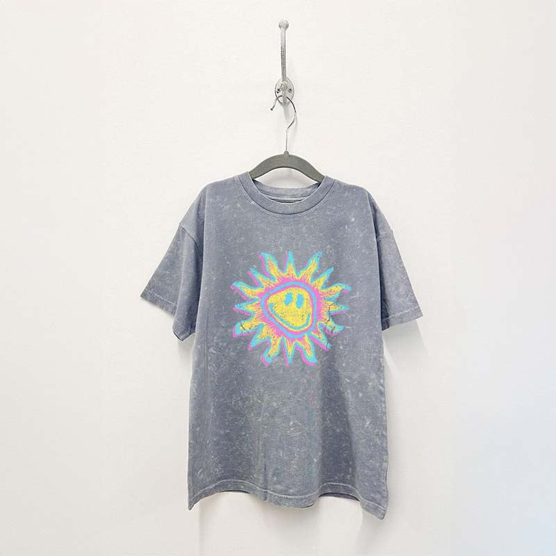 Youth Colorful Sun Short Sleeve T-Shirt in Denim