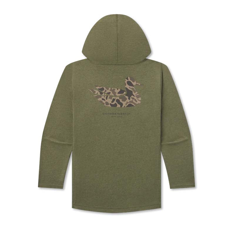 Youth Duck Camo Hoodie in Dark Washed Green