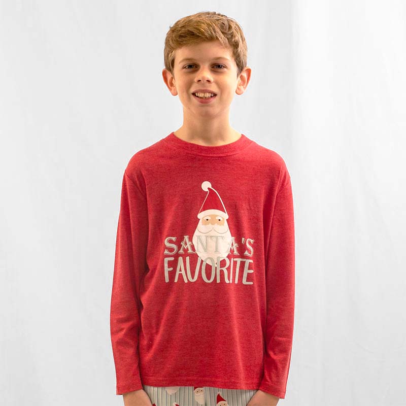 Youth Santa&#39;s Favorite Long Sleeve Pajama Top