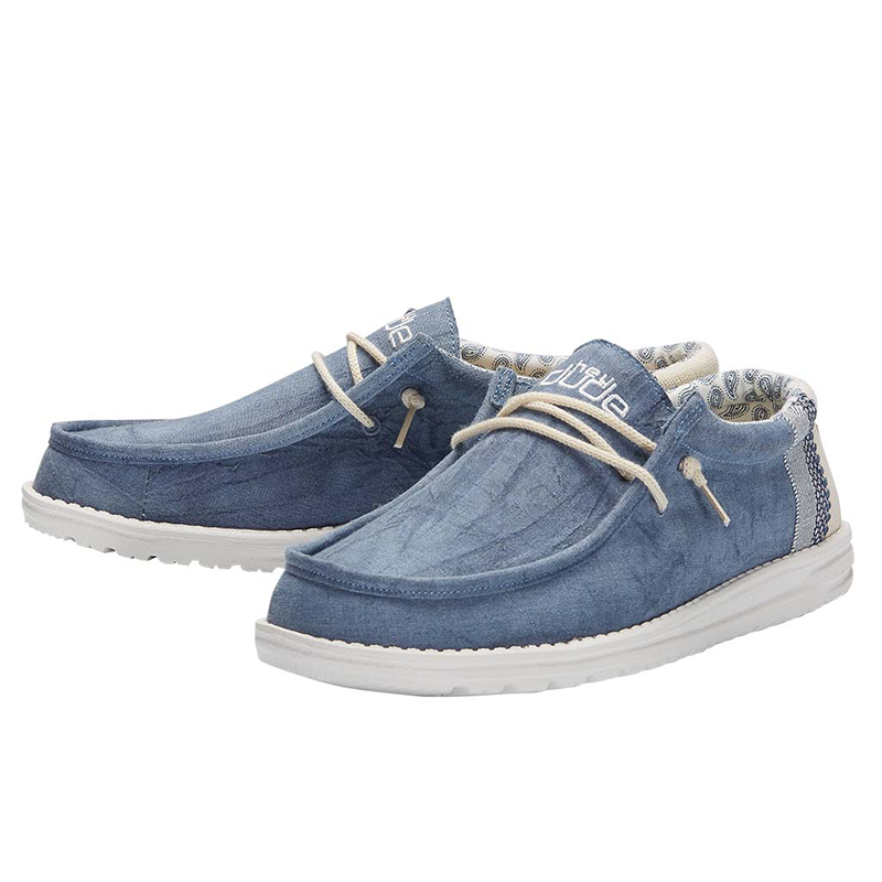 Men&#39;s Wally Linen Shoe in Natural Blue