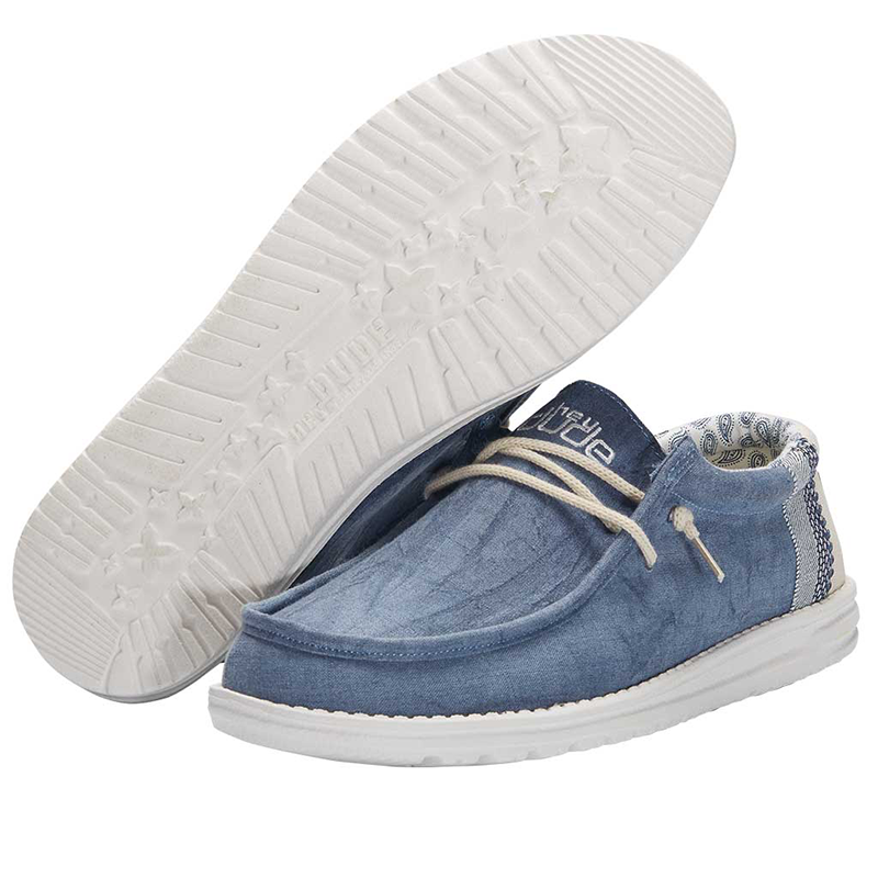 Men&#39;s Wally Linen Shoe in Natural Blue