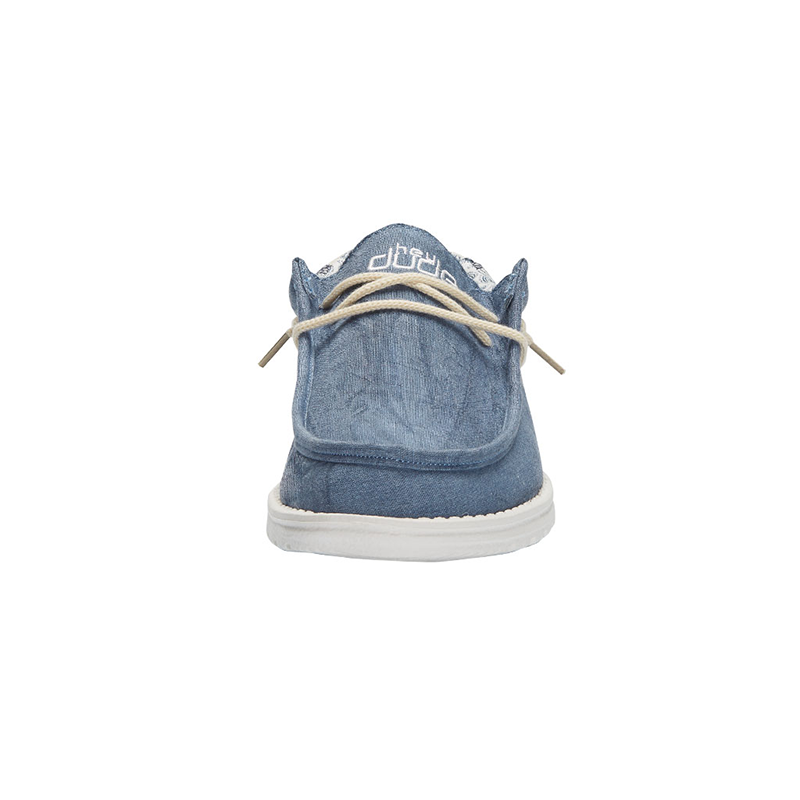 Men&#39;s Wally Linen Shoe in Natural Blue