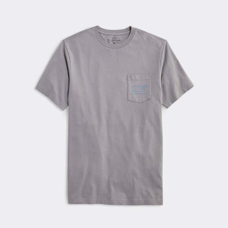 Faded Vintage Whale Short Sleeve T-Shirt in grey front