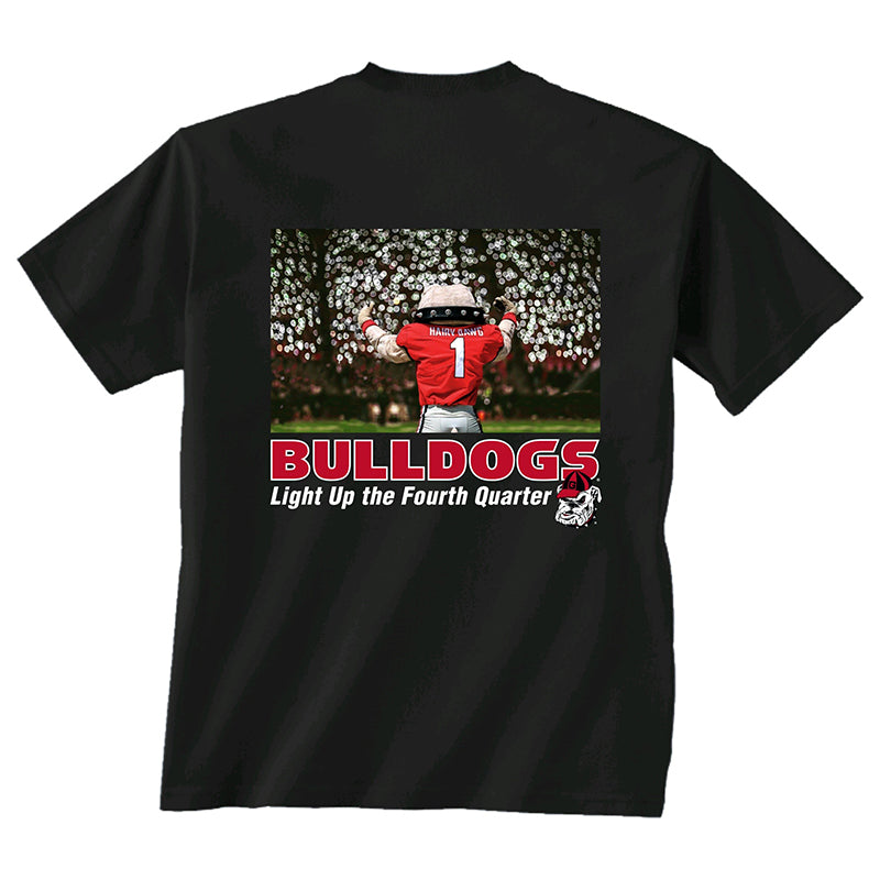 UGA Lights and Mascot Black Short Sleeve T-Shirt