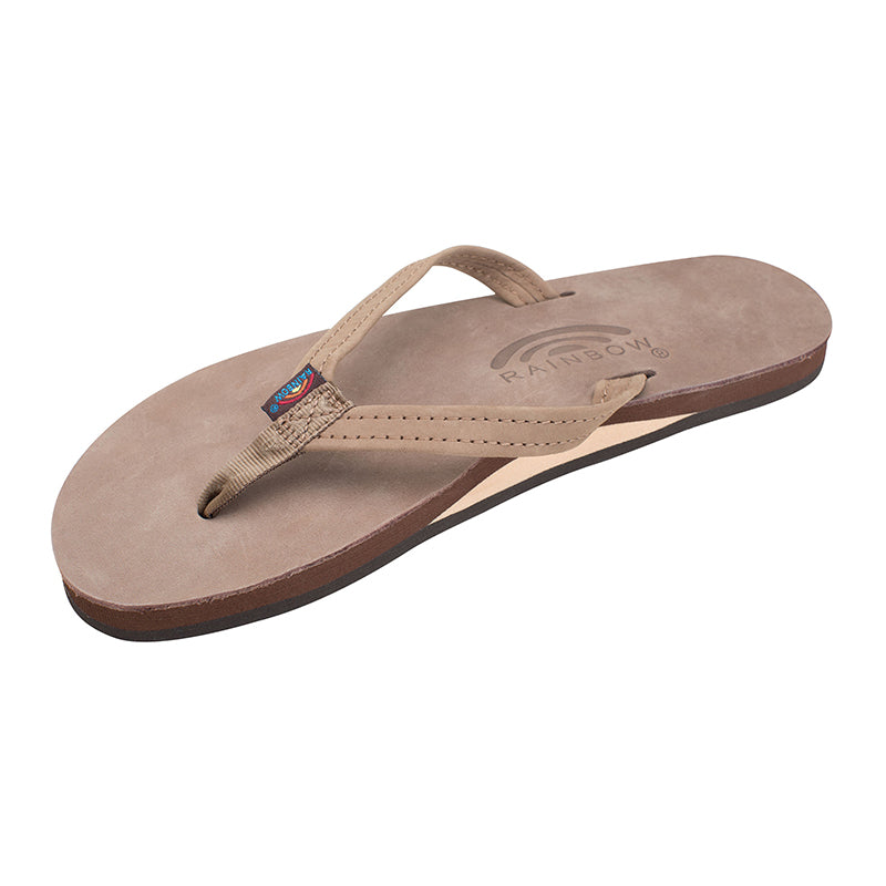 Rainbow Ladies&#39; Single Layer Narrow Strap Sandal in Dark Brown