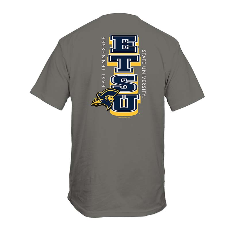 Grey ETSU Retro Vertical Short Sleeve T-Shirt