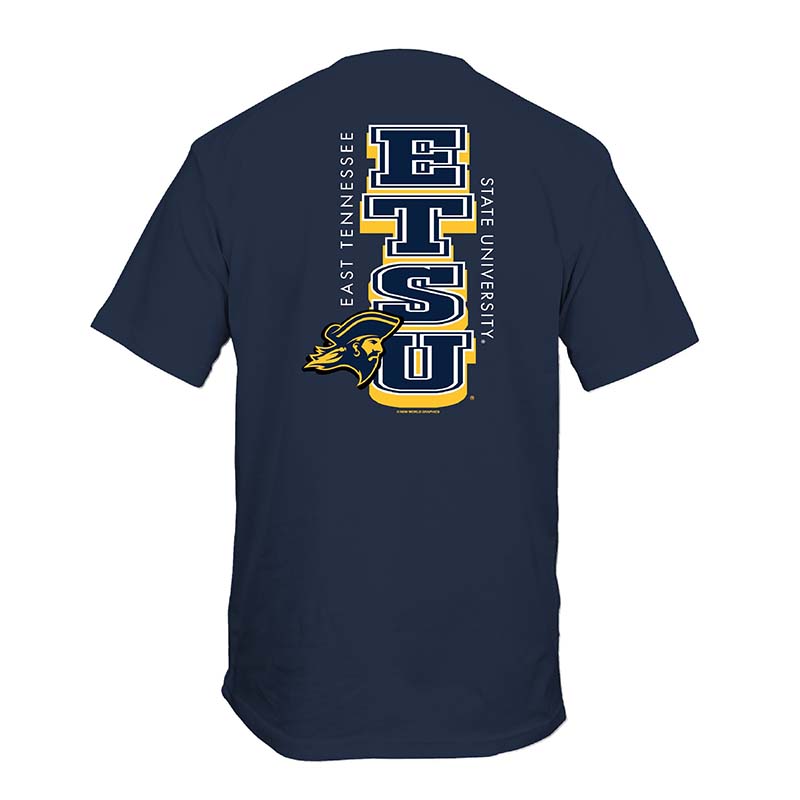 Navy ETSU Retro Vertical Short Sleeve T-Shirt