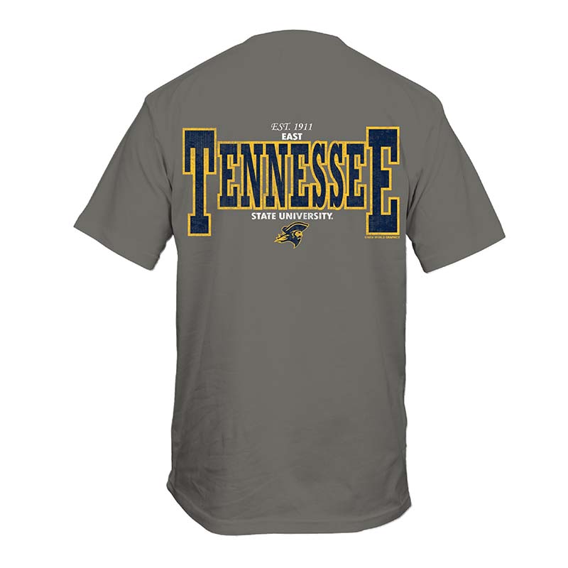 Grey ETSU Retro Horizontal Short Sleeve T-Shirt