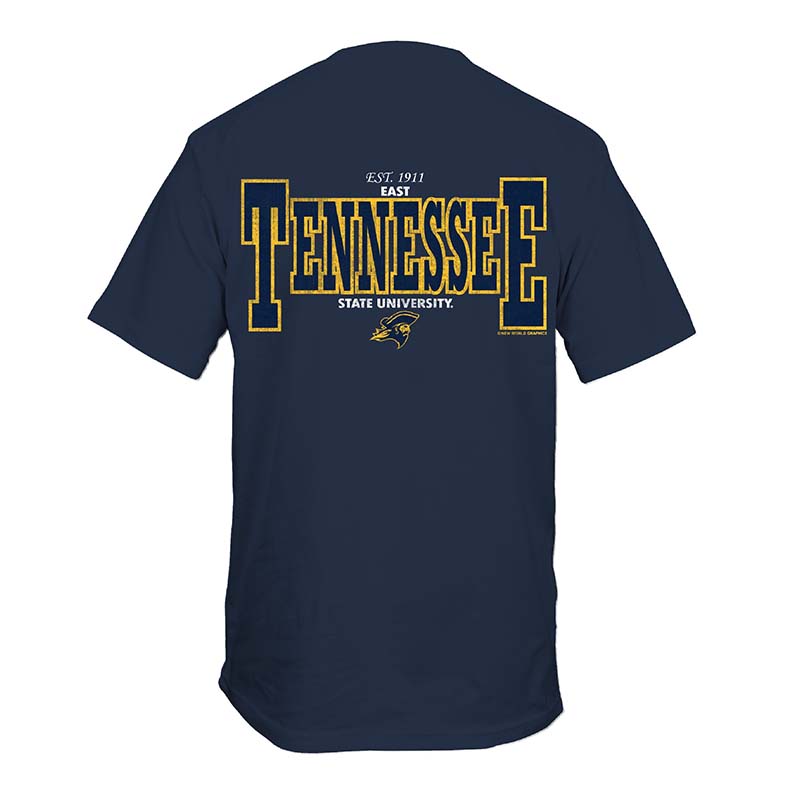 Navy ETSU Retro Horizontal Short Sleeve T-Shirt