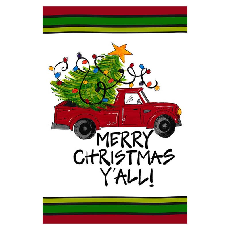 Merry Christmas Truck Garden Flag