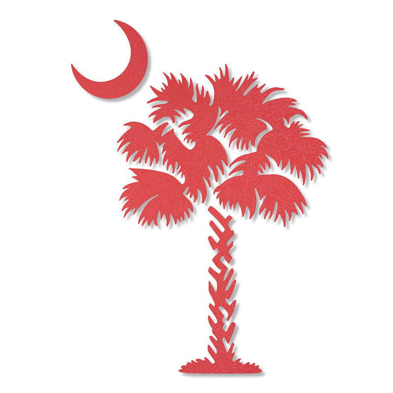 Palmetto Tree 6 inch Decal sparkle coral