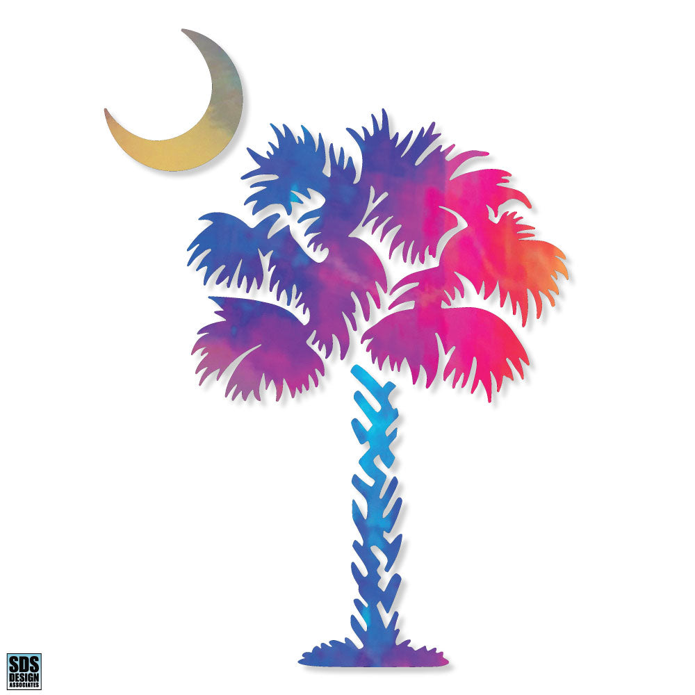 Palmetto Tree 3 inch Decal white iridescnet