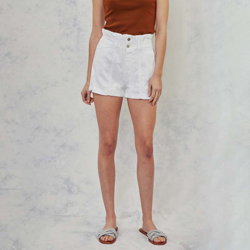 White Paperbag Waist Shorts