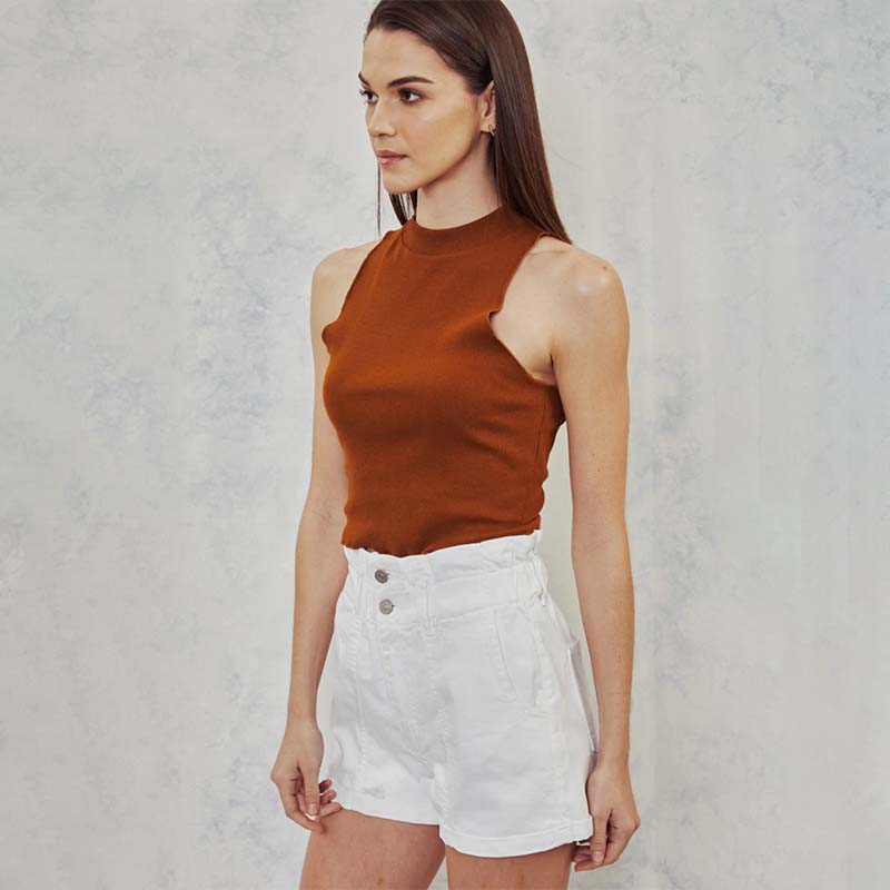 White Paperbag Waist Shorts