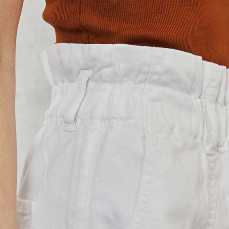 White Paperbag Waist Shorts