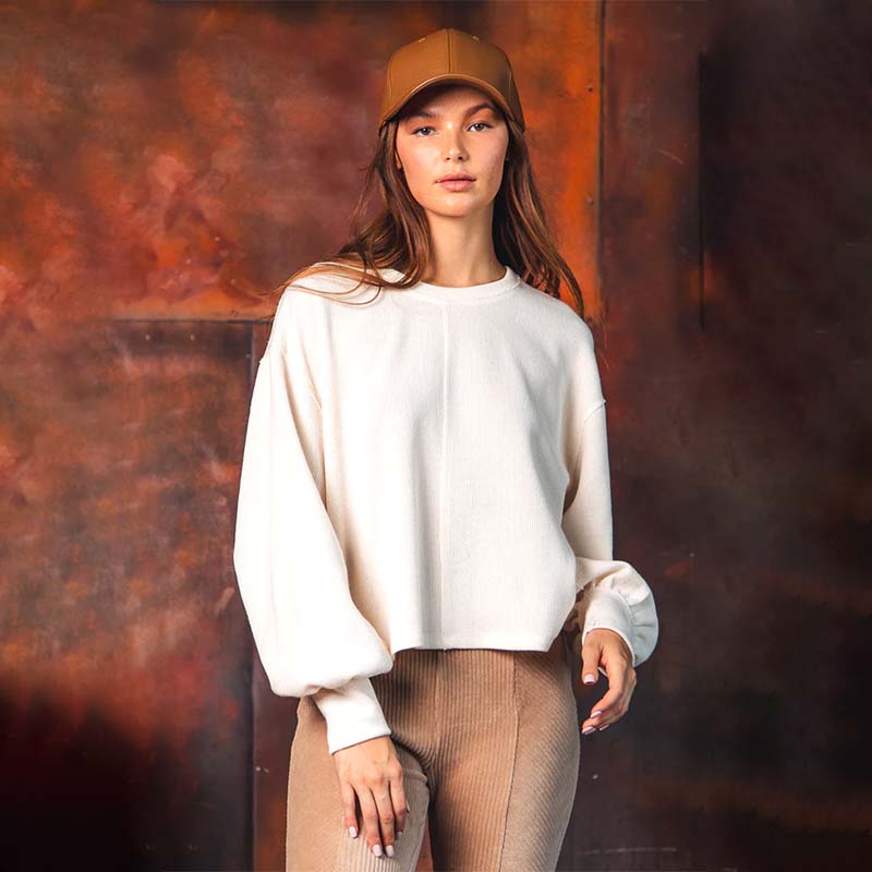 Long Sleeve Pullover Seam Front Top