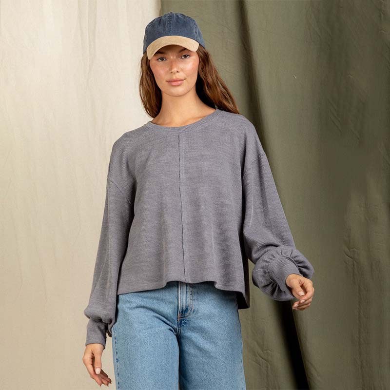 Long Sleeve Pullover Seam Front Top