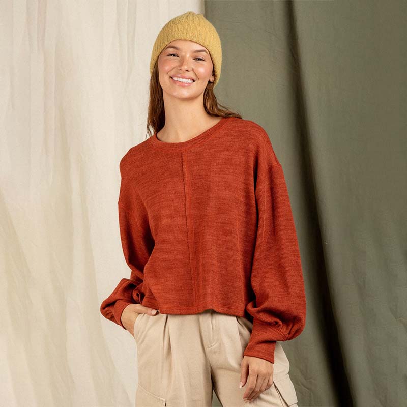 Long Sleeve Pullover Seam Front Top