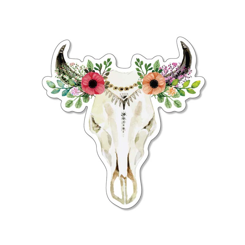 3" Floral Steer Head Decal