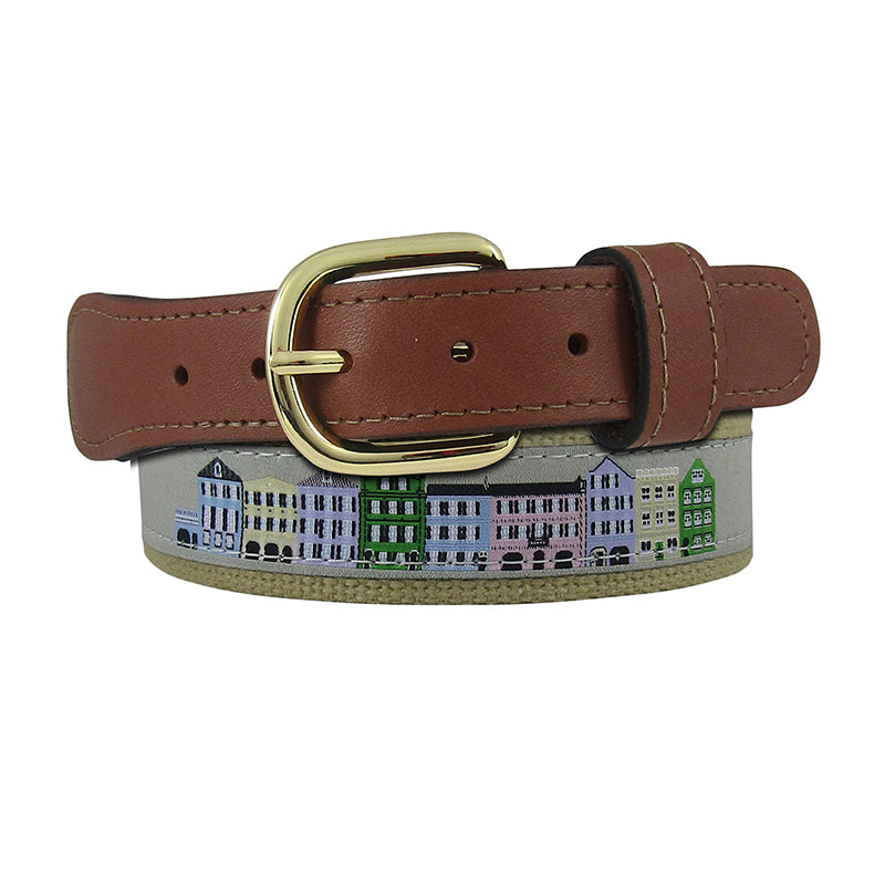 Rainbow Row Ribbon Belt in Grey and Khaki