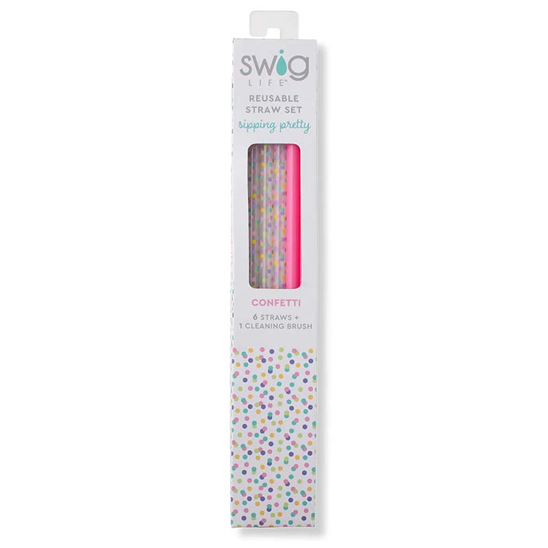 Confetti and Pink Tall Straw Set