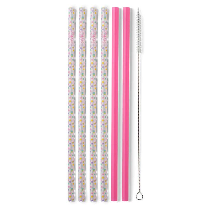 Confetti and Pink Tall Straw Set