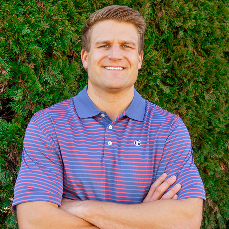 Tennessee Tri-Star Widestripe Polo In Washed Red &amp; Navy