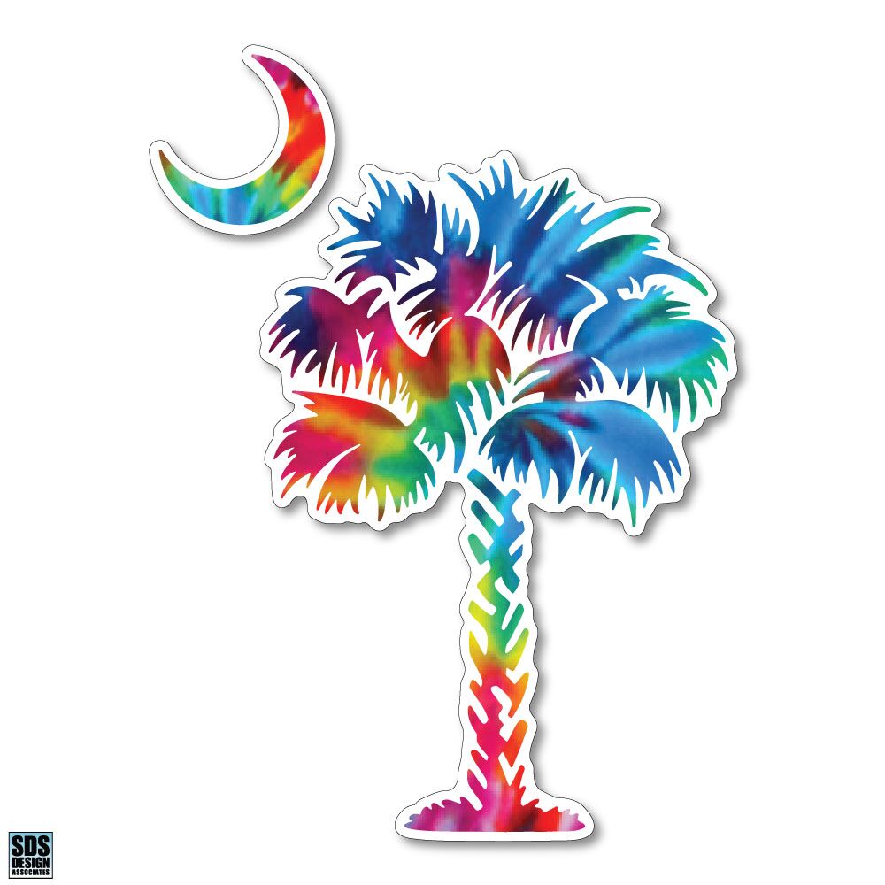 Palmetto Tree 6 inch Decal tiedye