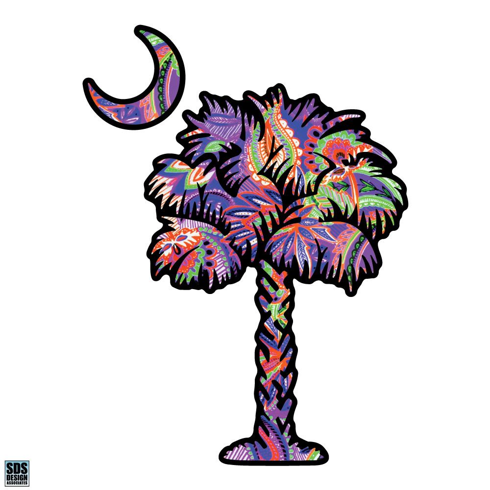 Palmetto Tree 3 inch Decal paisley tiedye